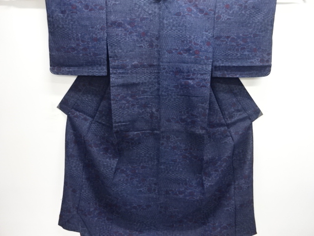 JAPANESE KIMONO / ANTIQUE KIMONO / TAISHO ROMAN STYLE / TSUMUGI / WOVEN FLOWER